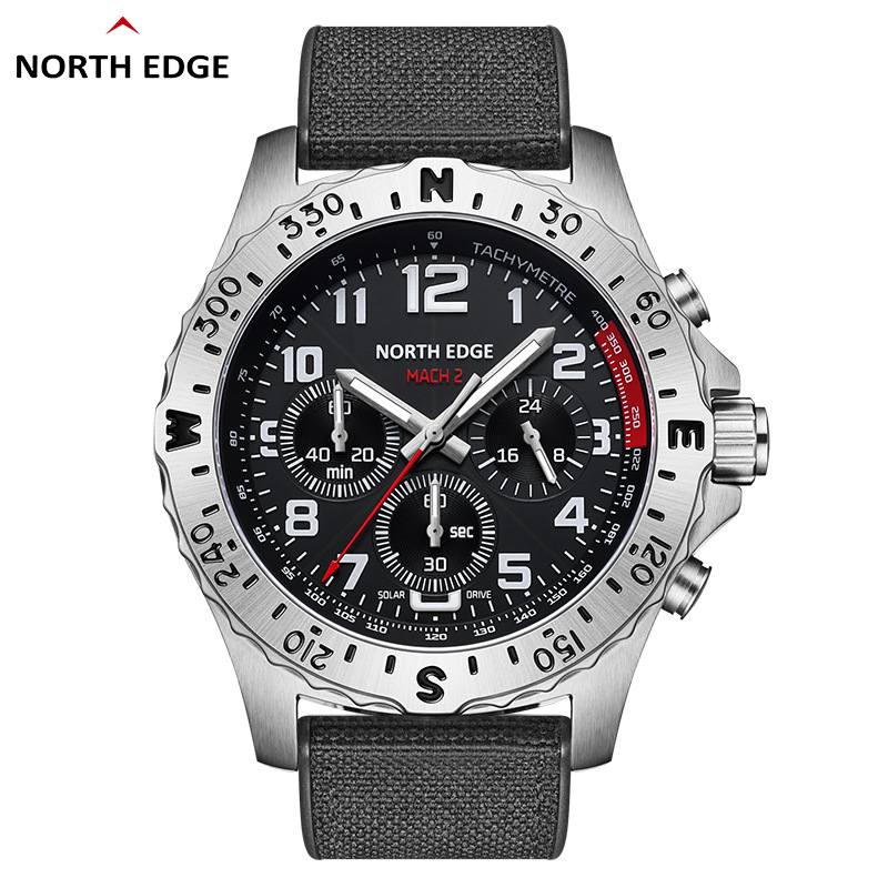 Smartwatch Premium Watches For Men - NORTH EDGE メンズ腕時計ソーラーパワー 316 ステンレス鋼ケースクォーツ時計男性用パイロット防水 50