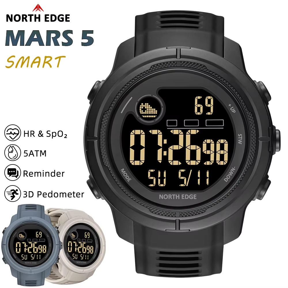 Smartwatch Military Watches For Men - NORTH EDGE NEW MARS 5 メンズデジタル腕時計アウトドアミリタリースポーツ