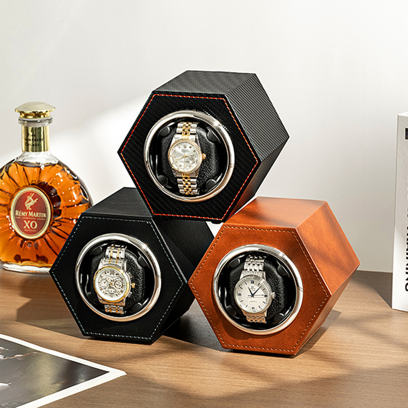 Watch Winder Single - ミニシングル回転時計ワインダー、調整可能なモーター、マルチギア、TYPE-Cインターフェース、革、新、2022