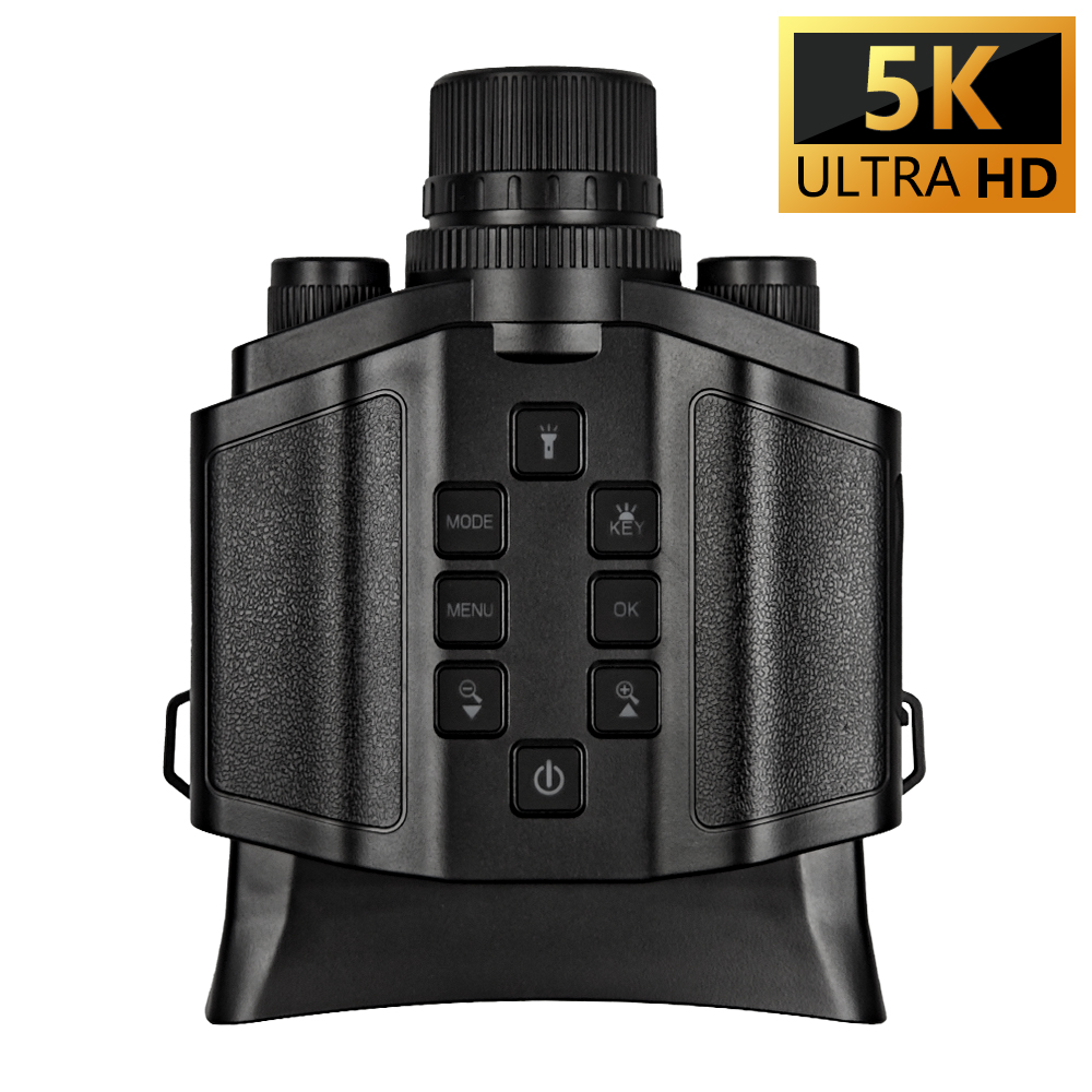 Watch Es - 60MP 5K赤外線ナイトビジョン双眼鏡懐中電灯カメラ、10倍HD昼夜対応、屋外動物観察用