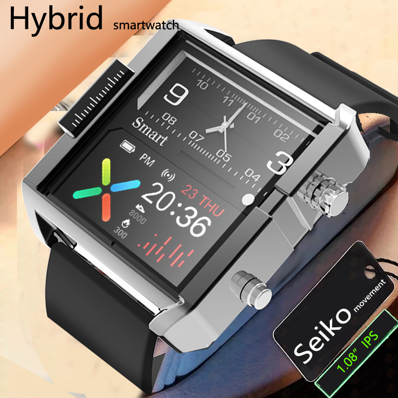Hybrid Smartwatch - コネクテッドウォッチT9,ハイブリッドリストバンド,防水,心拍数と血圧モニター,スタイリッシュ,男性用,iOS/Android用