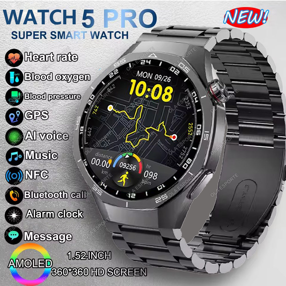 Smartwatch Watches For Women With Gps - 新型ウォッチ5 Proスマートウォッチ 1.53インチAMOLEDディスプレイ画面 GPSスポーツトラッカー スマートウォッチ メンズ