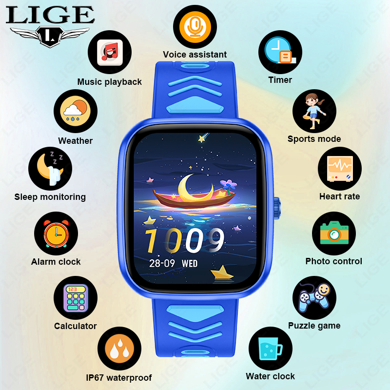 Smartwatch Watches For Kid Boy - LIGE キッズスマートウォッチ ゲーム 防水 電子機器 タッチスクリーン