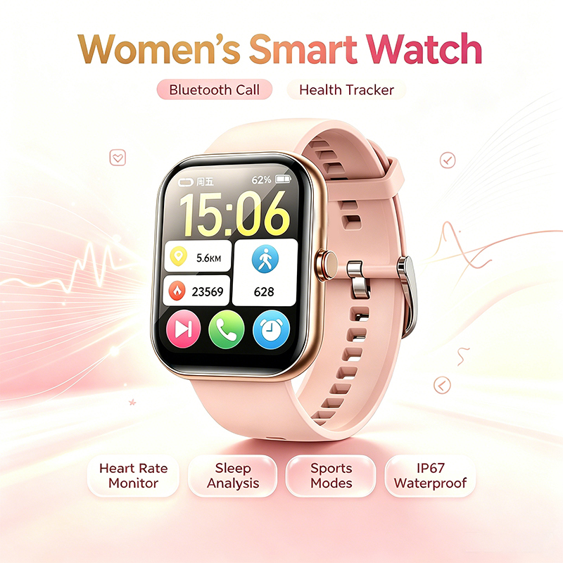 Smartwatch Ladies Watches For Women - 女性用スマートウォッチ BT通話 心拍数 睡眠モニター IP67 スポーツフィットネストラッカー