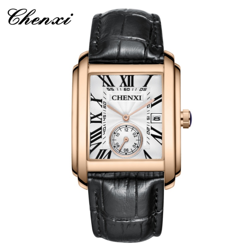 Smartwatch Watches For Men Brands - Chenxi-男性用のクラシックなスクエアブラウンレザーウォッチ,高級ブランド,クォーツ時計,女性用,8216