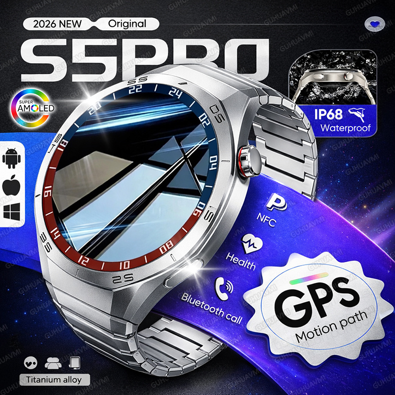 Smartwatch Premium Watches For Men - 2026 新しい GPS パススマートウォッチメンズ AMOLED スクリーン