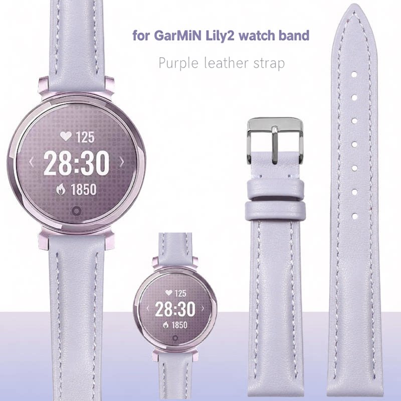 Smartwatch Purple Watches For Women - ガーミン Lily2 本革時計バンドスマートウォッチストラップ紫茶色交換用リストバンド 14 ミリメートル女性の時計アクセサリー