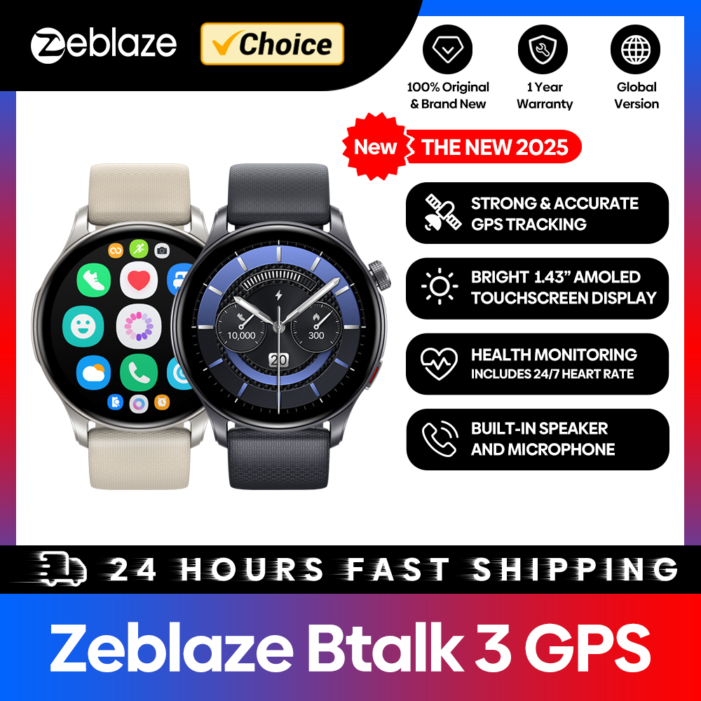 Hybrid Smartwatch - Zeblaze-btalk 3スマートウォッチ,1.43インチAMOLEDスクリーン,デュアルストラップ,通話,通話,心拍数モニター,spo2,ストレストラッキング,新品