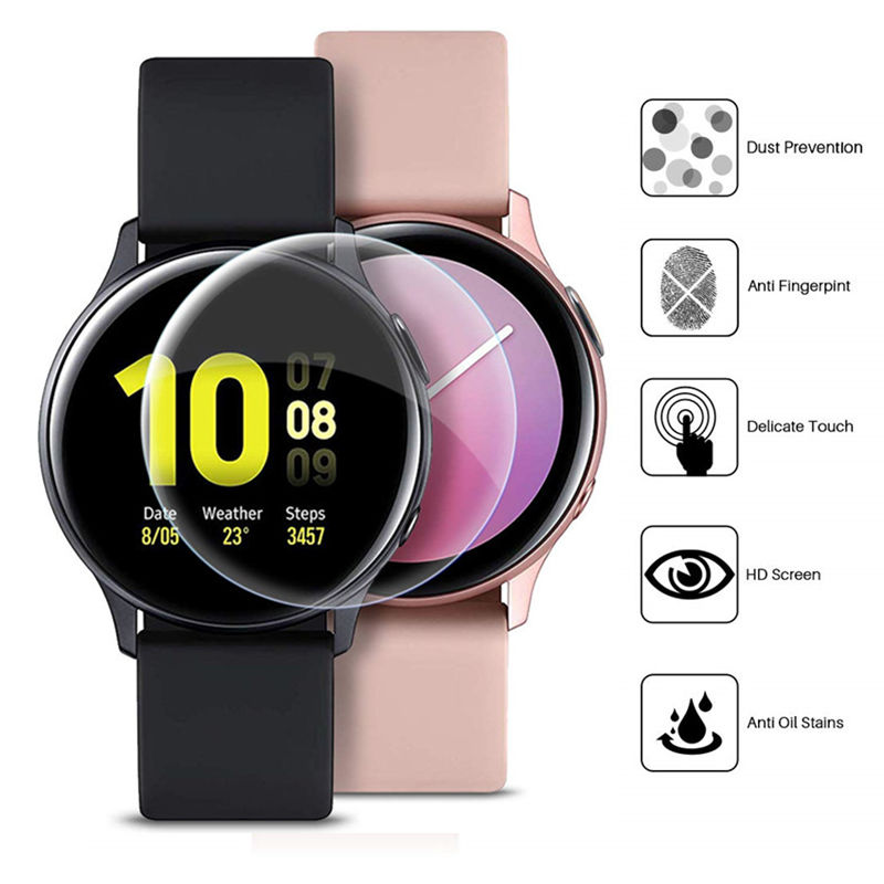 Smart Watch Screen Protector - サムスンギャラクシーウォッチ用の完全な保護フィルム,スクリーンプロテクター,3D,超薄型,44mm, 40mm,アクティブ2,アクセサリー,2個