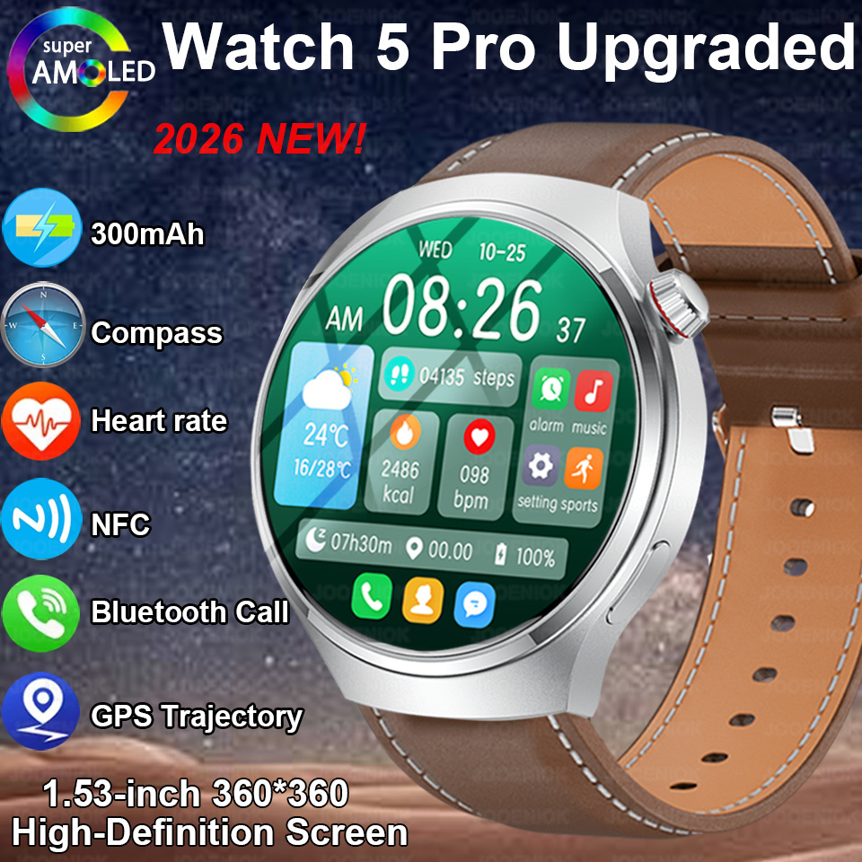 Hybrid Smartwatch - 2026年新型ウォッチ5 Proアップグレード版 GPS NFC搭載 メンズスマートウォッチ 360*360