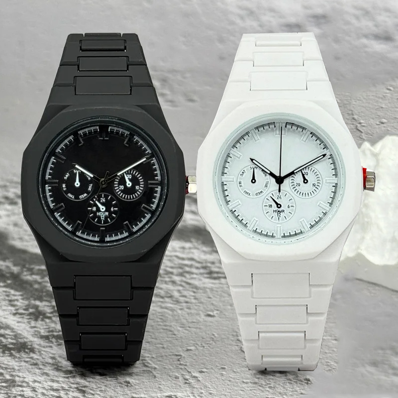 Smartwatch Watches For Men Brands - 有名なブランド偽三目ダイヤル男性女性腕時計ファッションクォーツ時計カジュアルプラスチックバンドレディース腕時計高級時計