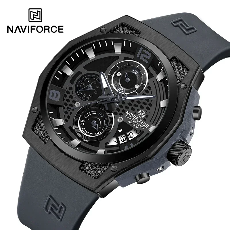 Naviforce-メンズ腕時計,高級デザイン,30m防水, - Silicone Sport Band のレビューと価格