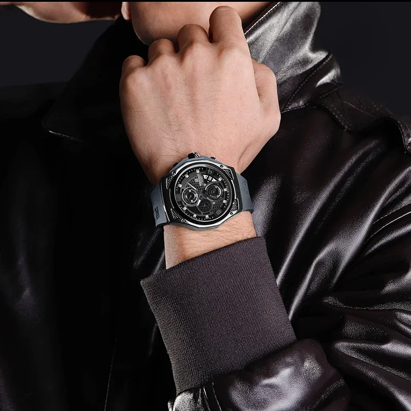 Naviforce-メンズ腕時計,高級デザイン,30m防水, - Silicone Sport Band のレビューと価格
