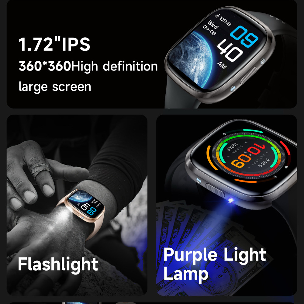 スマートウォッチ男性用 BT通話 LED懐中電灯 アウトドア - Smartwatch Purple Watches For Women のレビューと価格