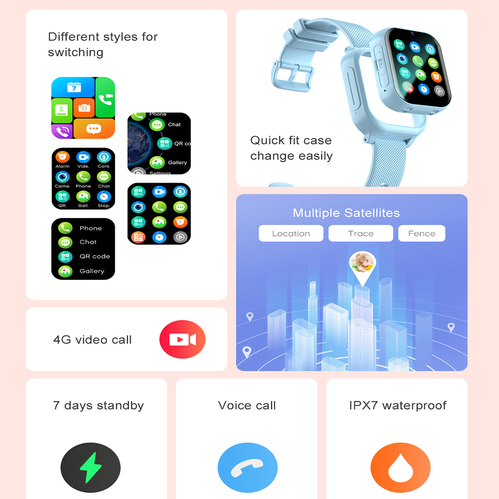 スマートウォッチ キッズ 4G GPS WIFI ビデオ通話 - Smartwatch Watches For Kid Boy のレビューと価格