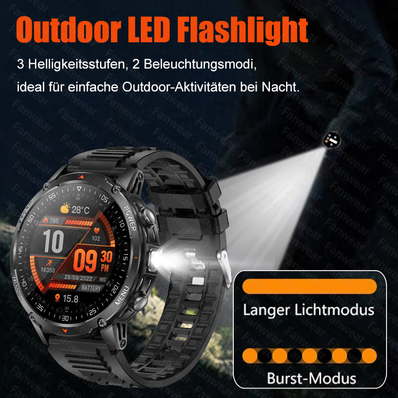 Fanwear 新しい軍事アウトドア頑丈なメンズスマートウォ - Smartwatch Military Watches For Men のレビューと価格