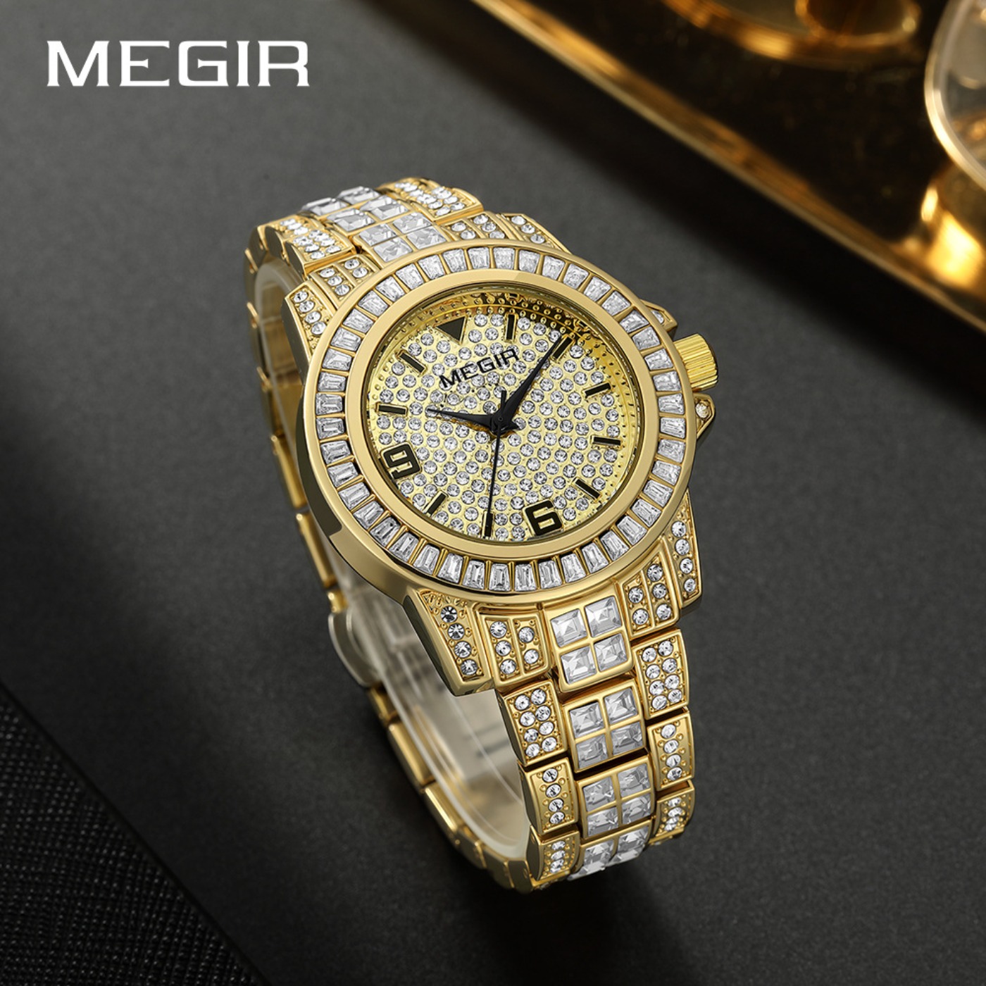 MEGIR 高級ダイヤモンド腕時計ユニセックスファッションア - Analog Quartz Watch のレビューと価格