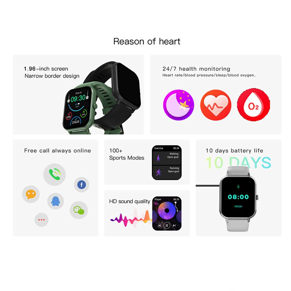男性と女性のための青い防水時計,24時間の健康モニター,10 - Smartwatch Ladies Watches For Women のレビューと価格