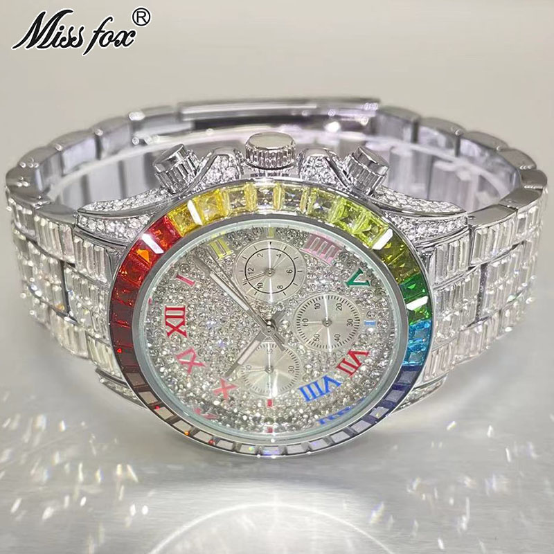 Missfox-男性用の高級クォーツ時計,長方形のレインボー - Smartwatch Watches For Men Brands のレビューと価格