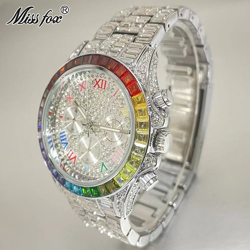 Missfox-男性用の高級クォーツ時計,長方形のレインボー - Smartwatch Watches For Men Brands のレビューと価格