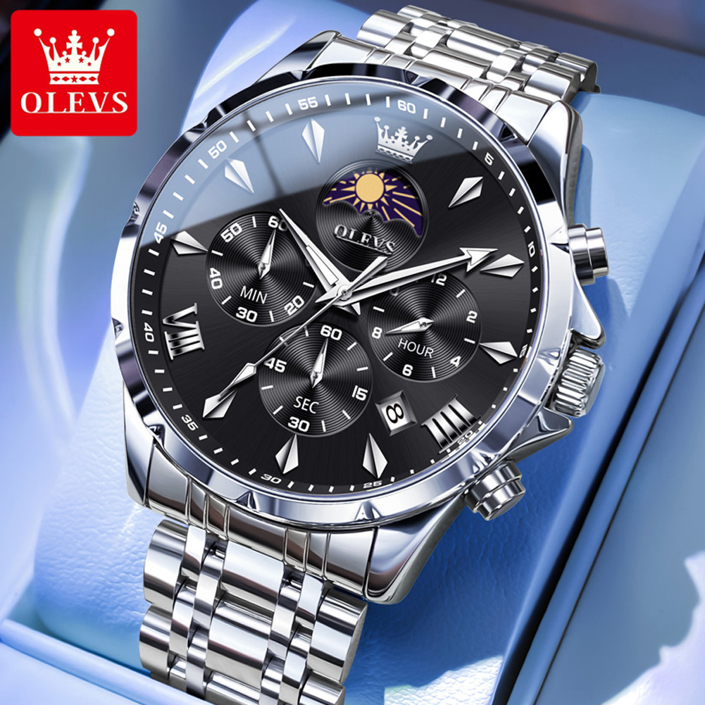 OLEVS 3653 ブランド ムーンフェイズカレンダー メ - Smartwatch Watches For Men Brands のレビューと価格