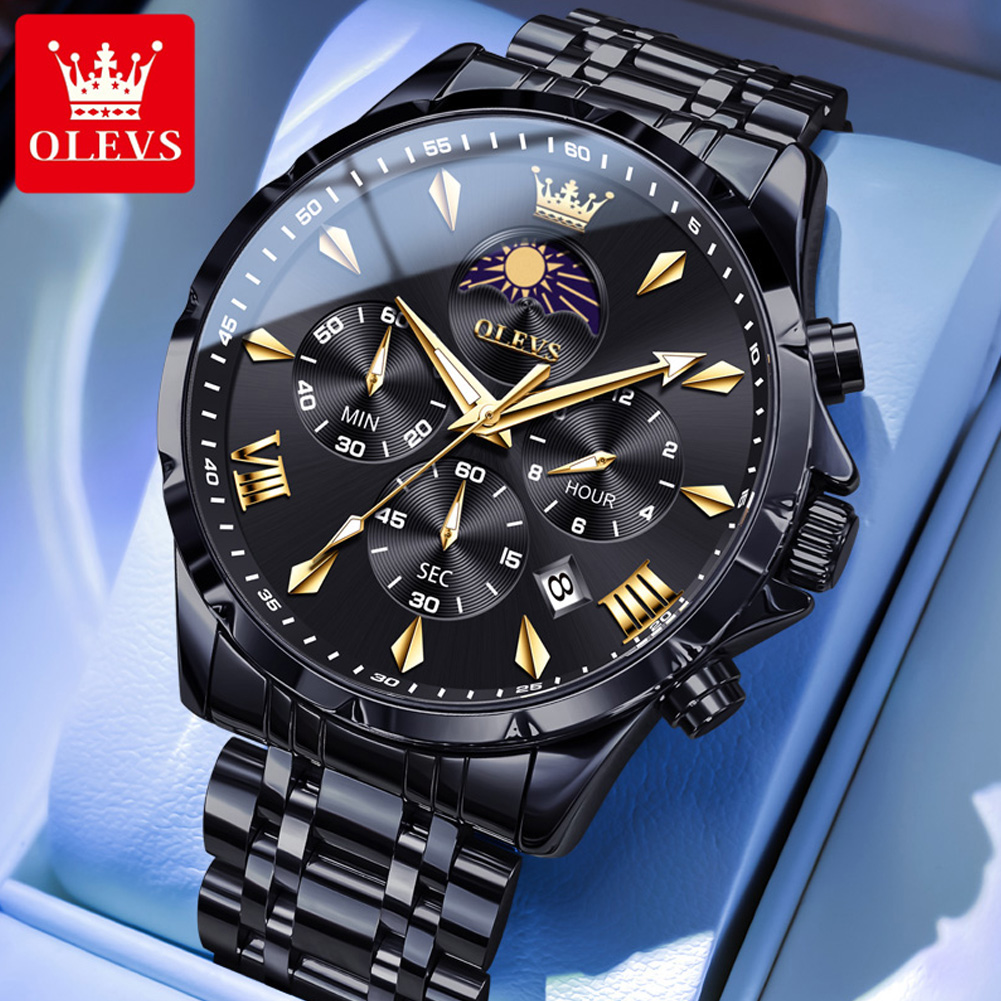 OLEVS 3653 ブランド ムーンフェイズカレンダー メ - Smartwatch Watches For Men Brands のレビューと価格