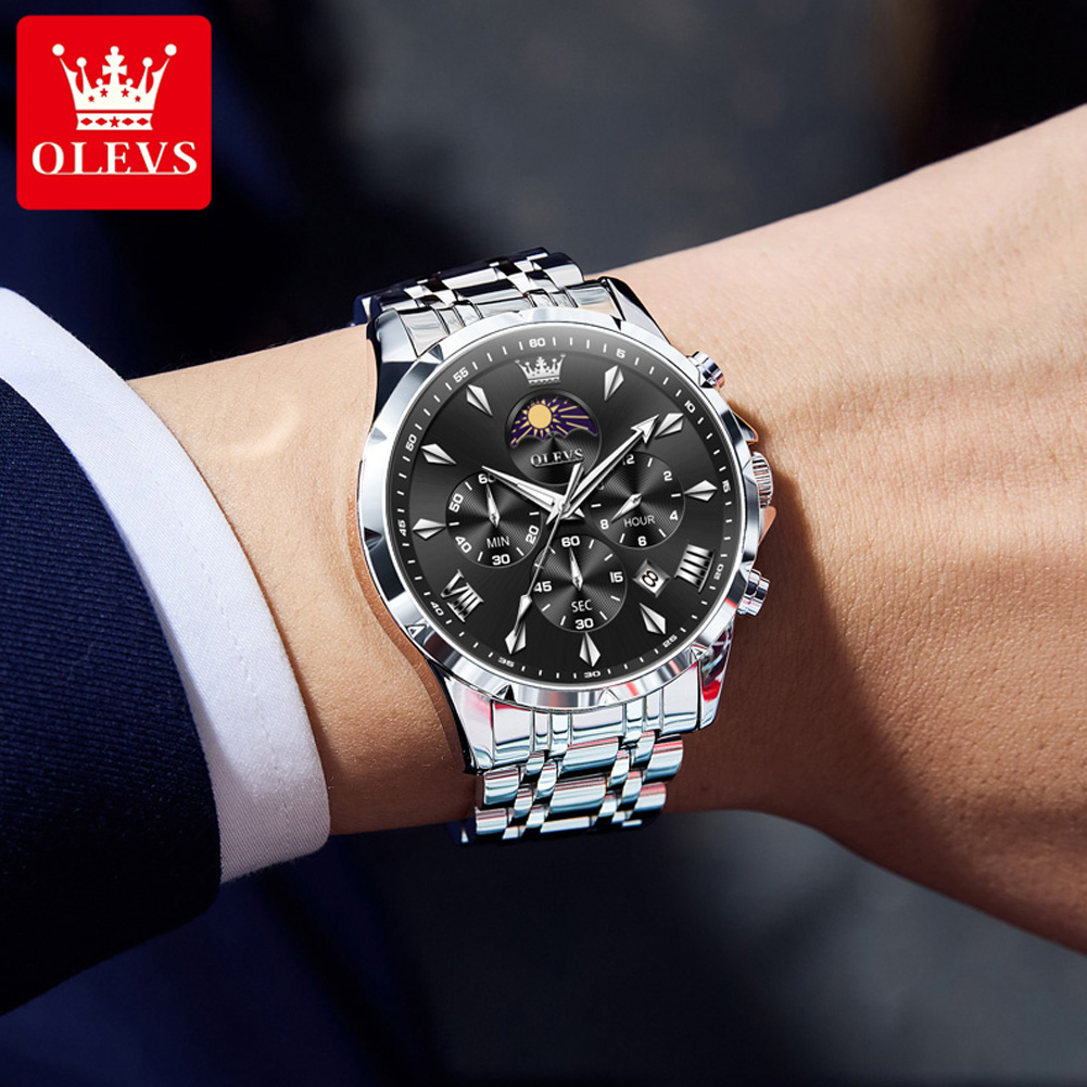 OLEVS 3653 ブランド ムーンフェイズカレンダー メ - Smartwatch Watches For Men Brands のレビューと価格