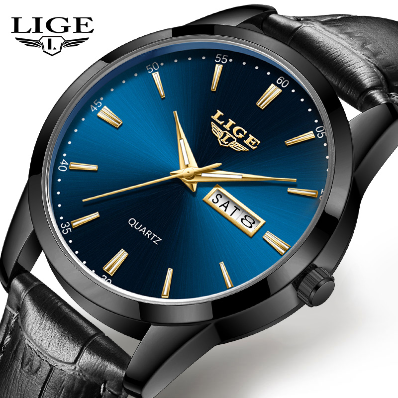 LIGE マン腕時計ファッションレザーストラップメンズ腕時計 - Smartwatch Military Watches For Men のレビューと価格