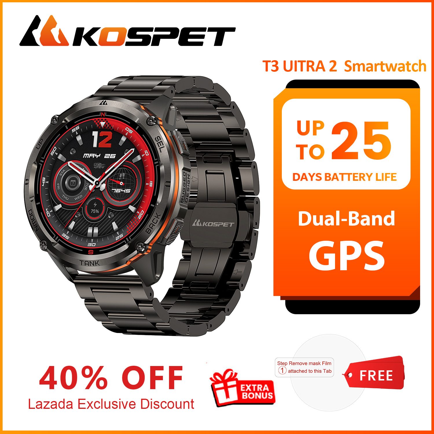 2026年新型KOSPET TANK T3 Uitra2スペ - Smartwatch Premium Watches For Men のレビューと価格