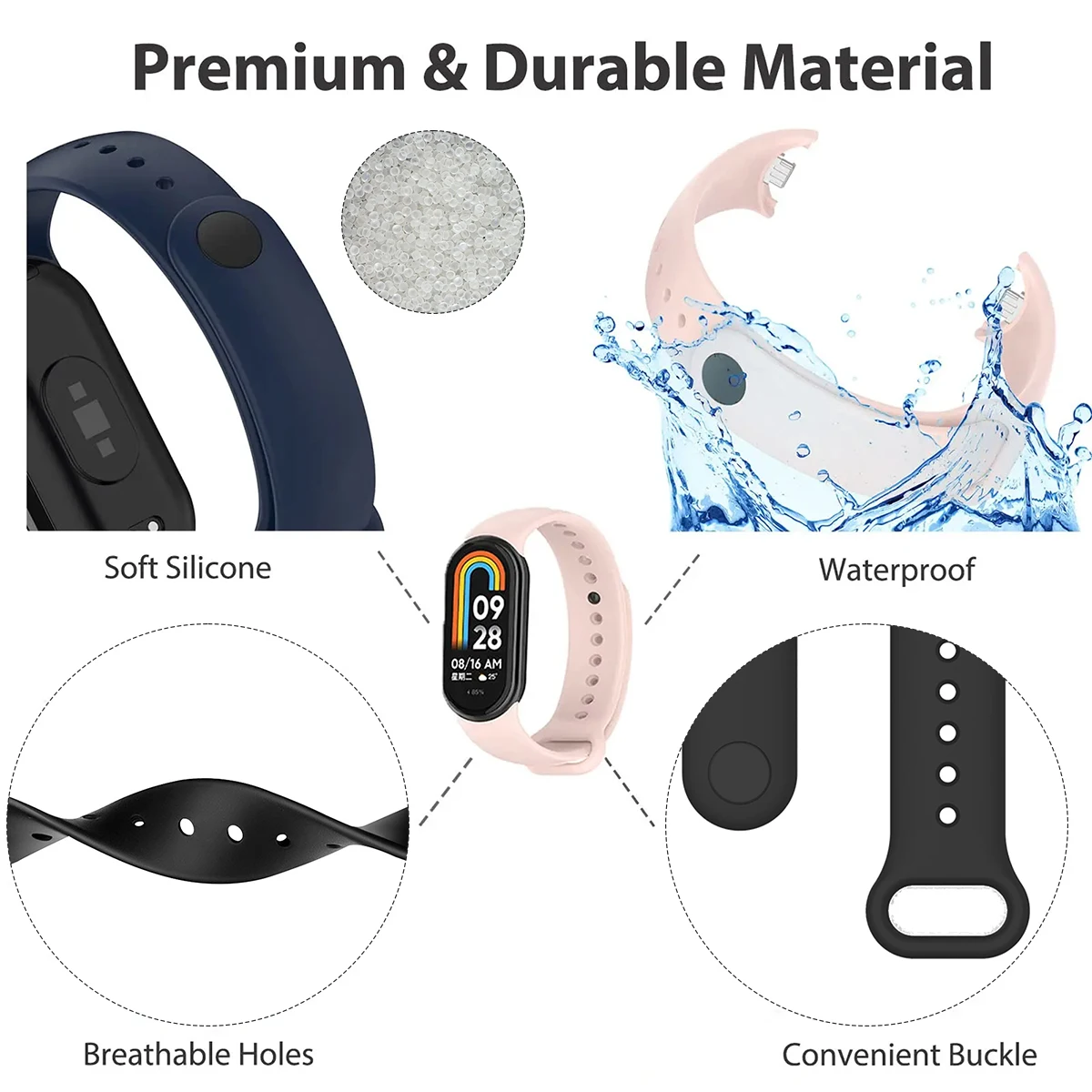 Xiaomi Mi Band 9/9 NFC ブレスレットシ - Silicone Sport Band のレビューと価格