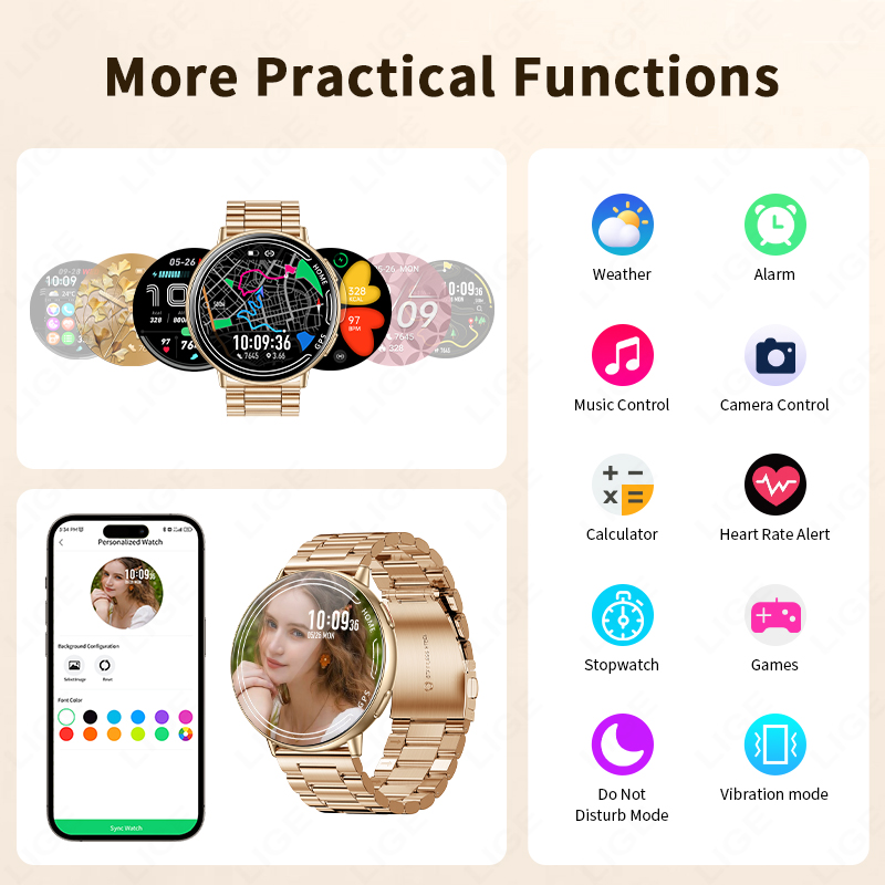 LIGE GPS スマートウォッチ心拍数モニタリング Blu - Smartwatch Watches For Women With Gps のレビューと価格