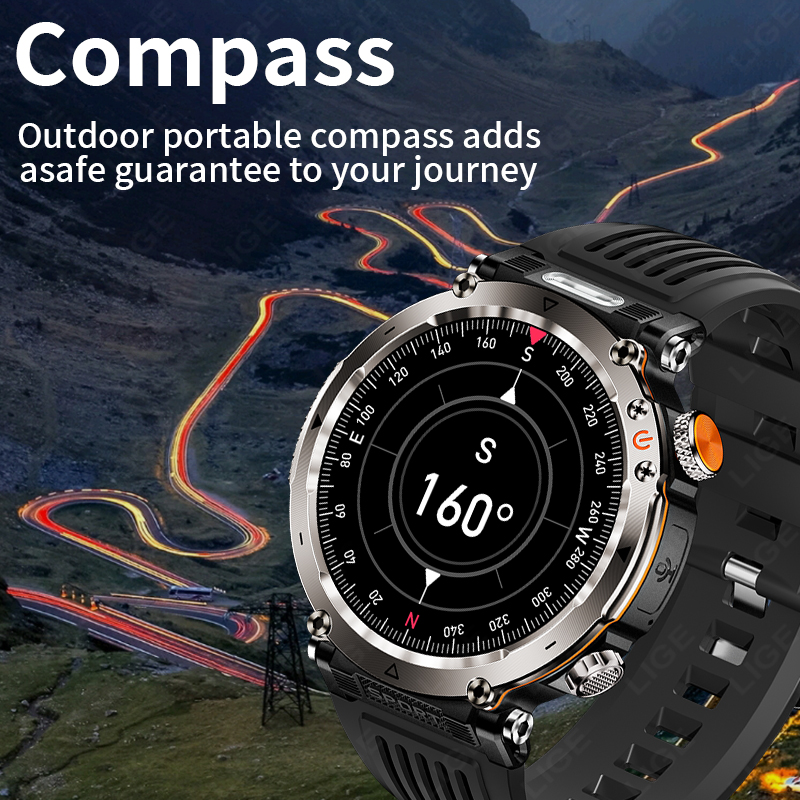 新しい軍事屋外スマートウォッチ男性心拍数モニター時計 LED - Watch Smartwatch のレビューと価格