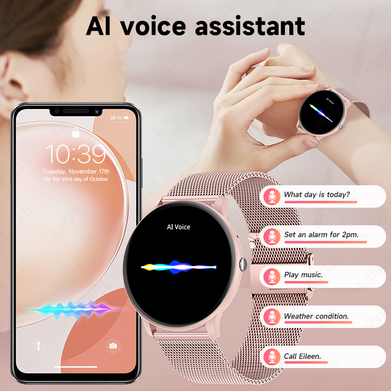 LIGE 防水女性スマートウォッチ心拍数血圧モニタリング男性 - Smartwatch Ladies Watches For Women のレビューと価格