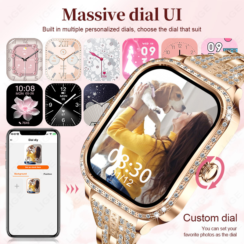 LIGE スマートウォッチ女性防水 Bluetooth 通話 - Smartwatch Ladies Watches For Women のレビューと価格