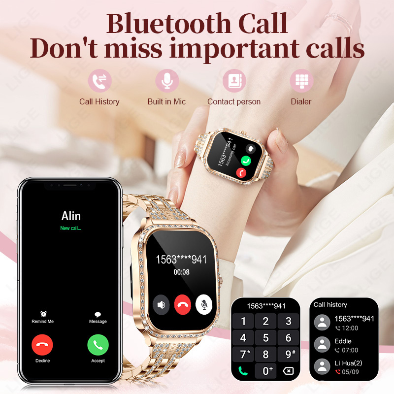 LIGE スマートウォッチ女性防水 Bluetooth 通話 - Smartwatch Ladies Watches For Women のレビューと価格